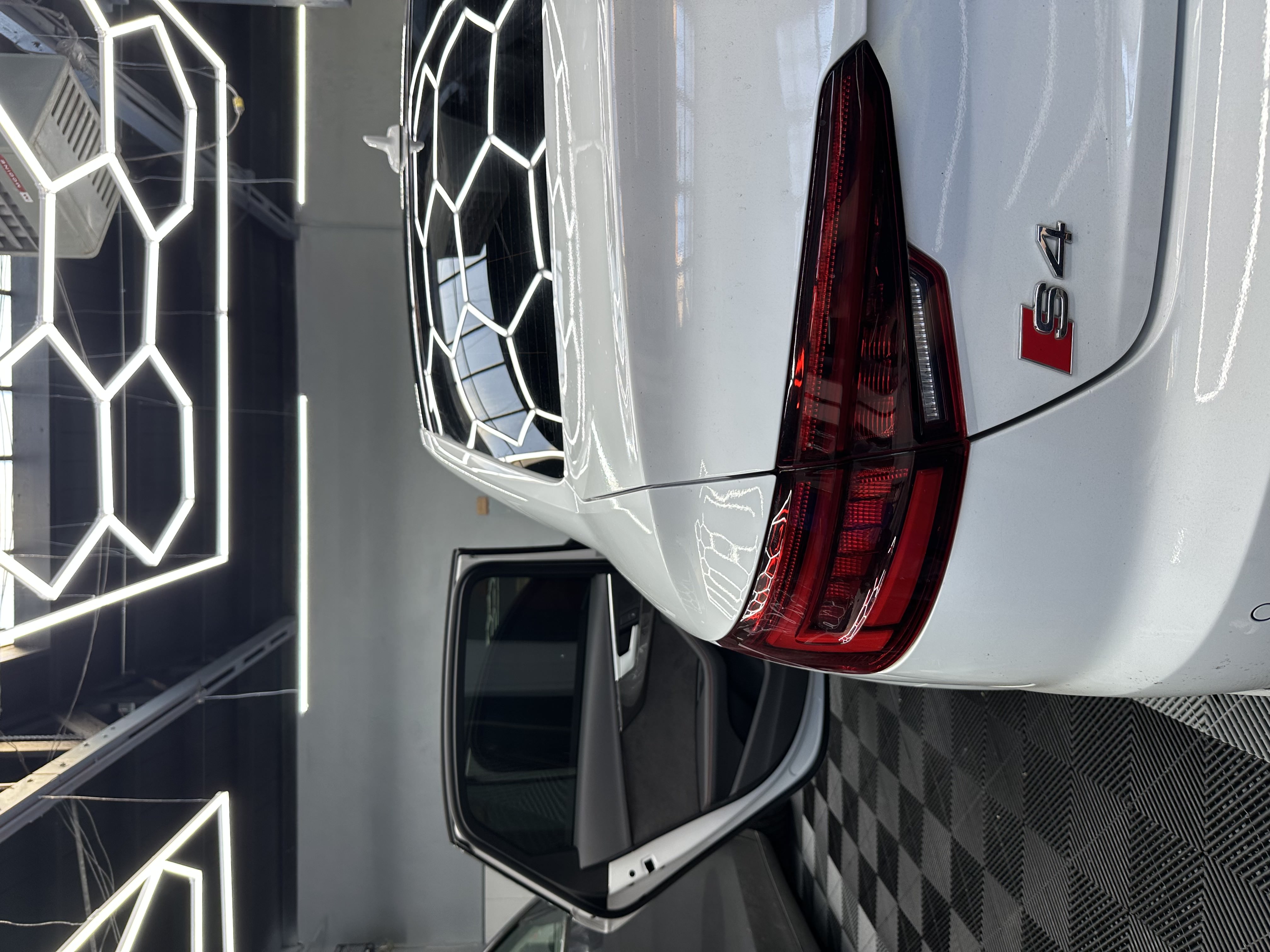 White vehicle front angle